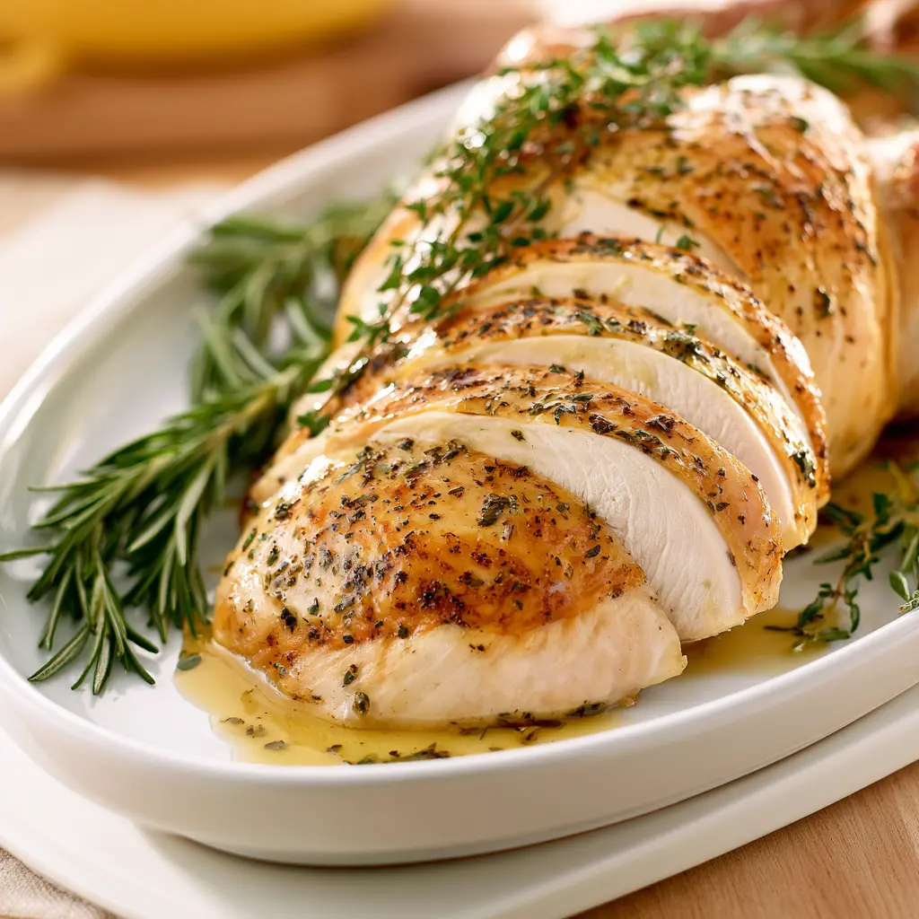 herb butter roasted turkey breast - final presentation