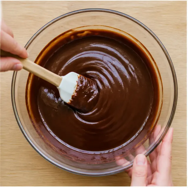 Melt the butter with the chocolate chips until glossy