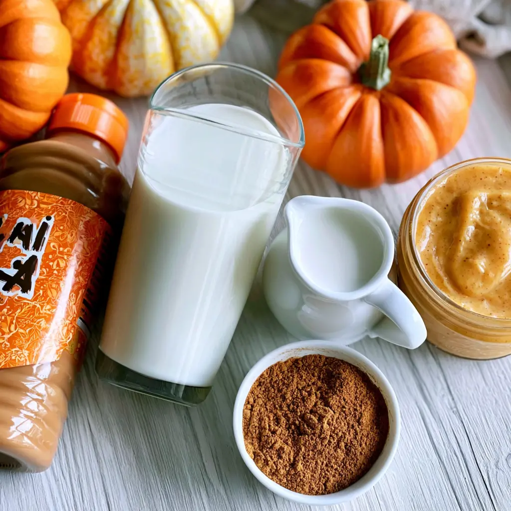 iced pumpkin chai latte - main ingredients