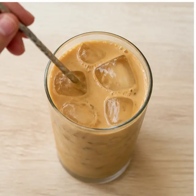 Step 3: Stirred the chai and milk into a uniform caramel color