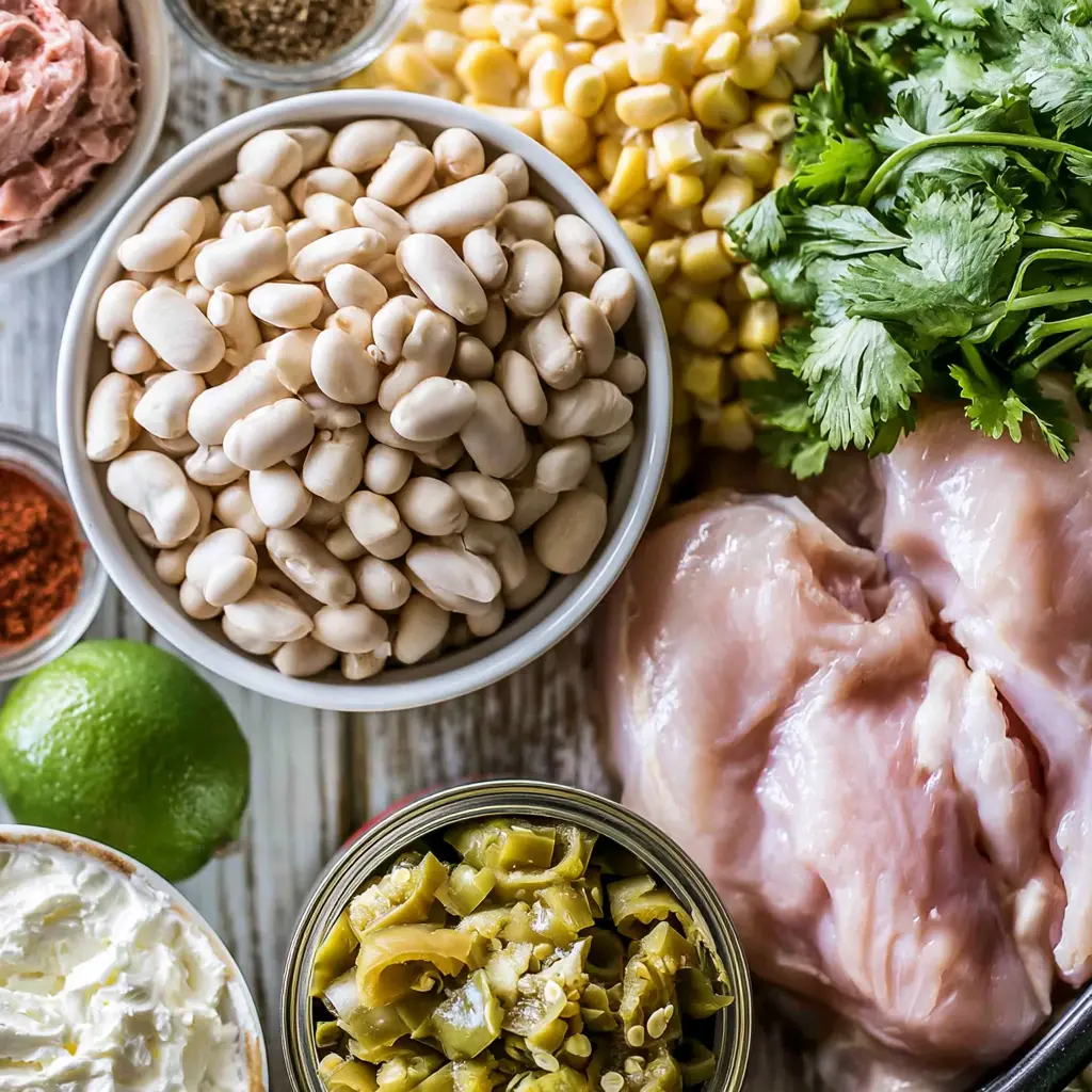 instant pot white chicken chili - main ingredients