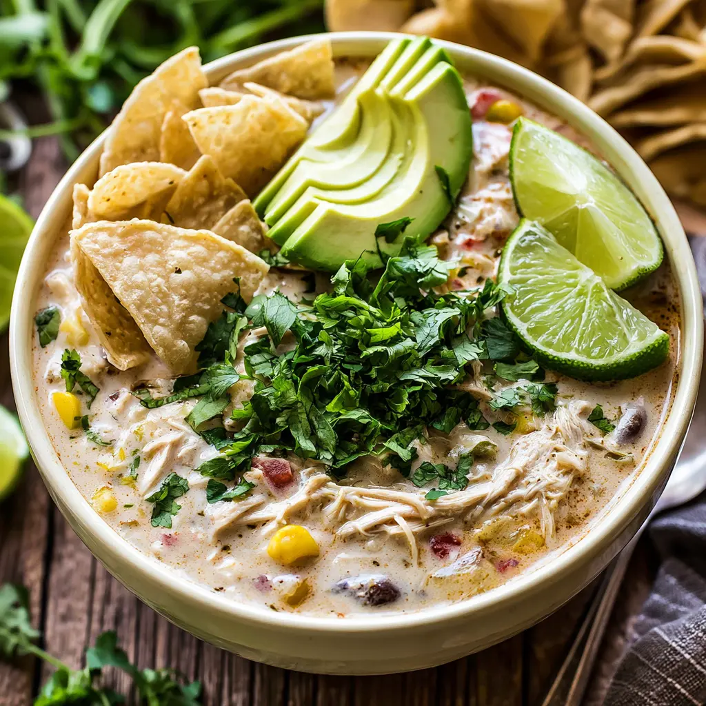 instant pot white chicken chili - final presentation