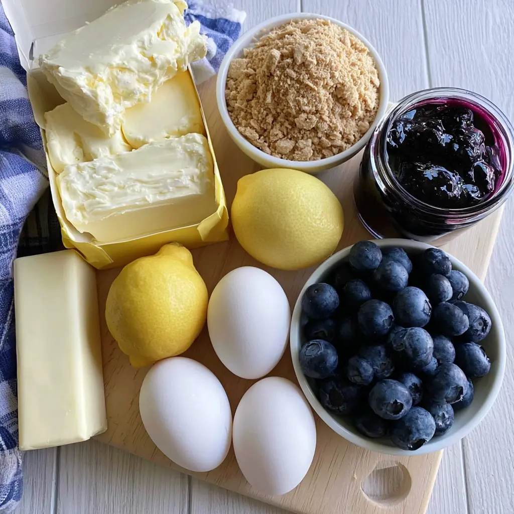 lemon blueberry cheesecake - main ingredients