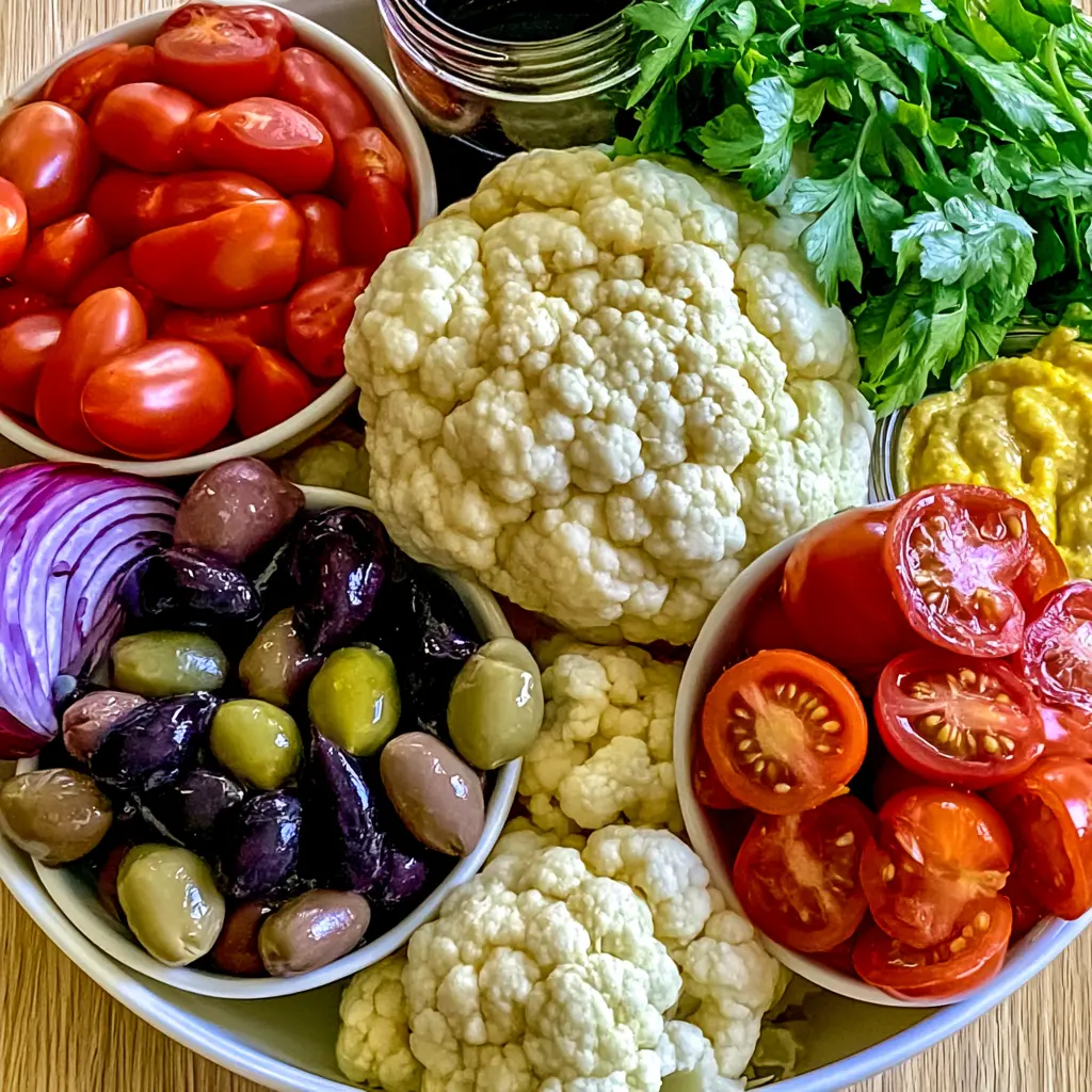 marinated cauliflower salad - main ingredients