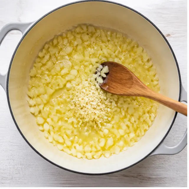 Step 1: Saute onion and garlic in olive oil until soft and fragrant