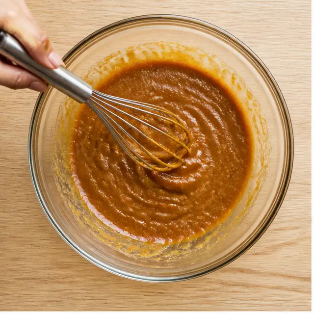 Whisking the miso glaze ingredients together
