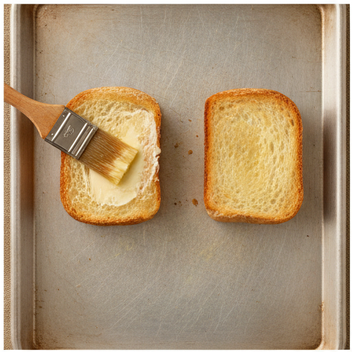 toasting garlic butter rolls for monster eye pizza