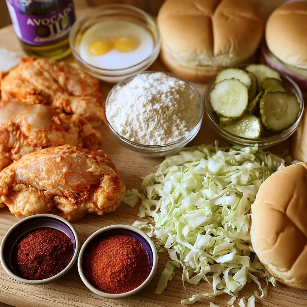 nashville hot chicken sandwich - main ingredients