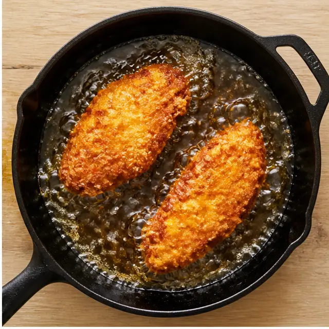 Step 2: Frying golden chicken in hot oil