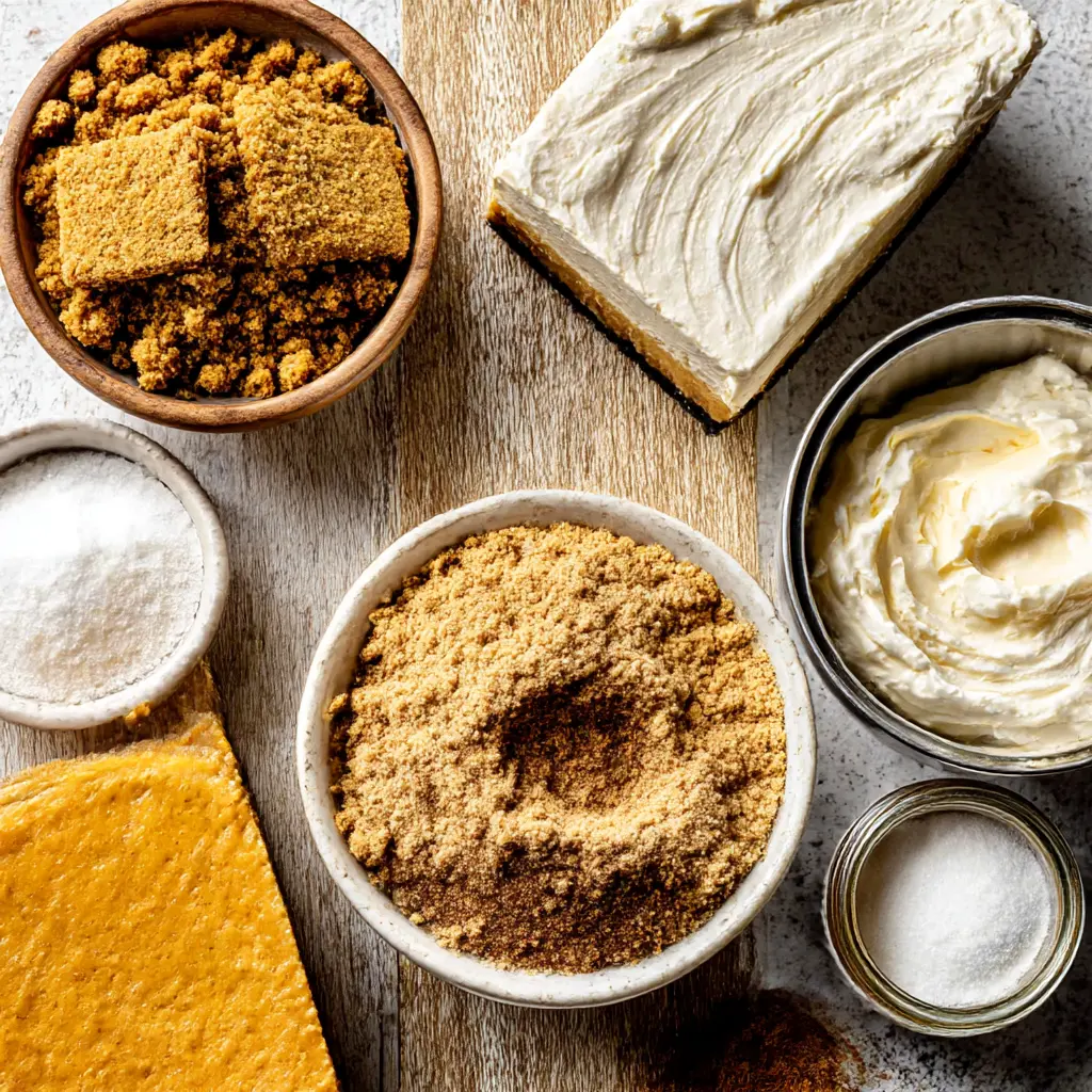 nobake pumpkin cheesecake bars - main ingredients