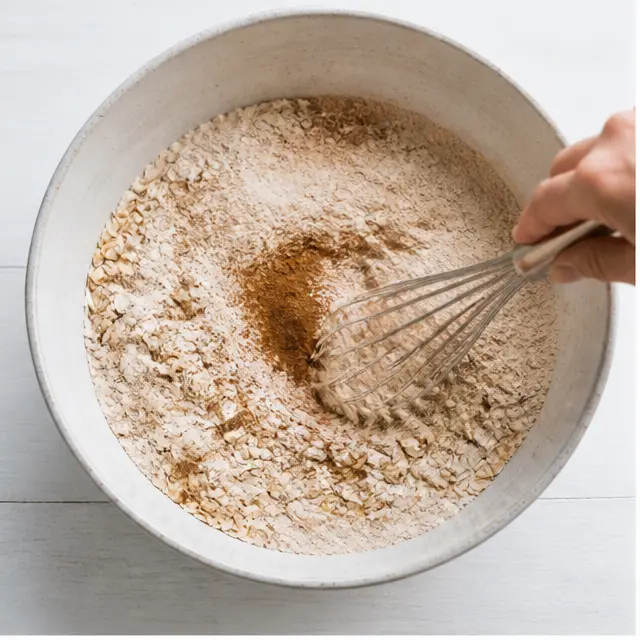 Step 1: Whisking dry ingredients together until evenly combined