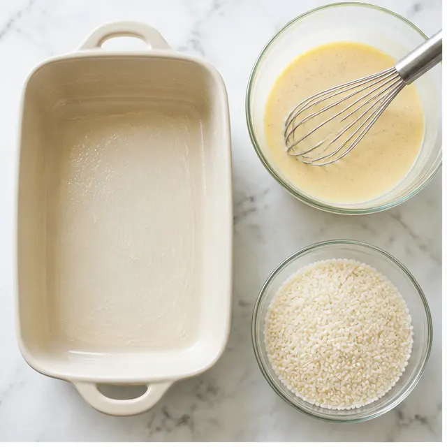 Step 1: Whisking the creamy soup base and adding rice