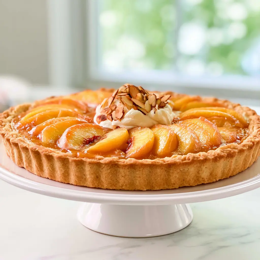 peach and almond tart 524975055