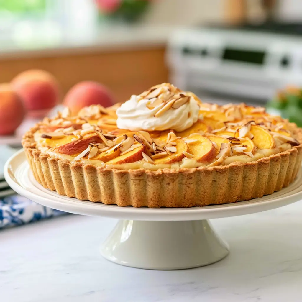 peach and almond tart - final presentation