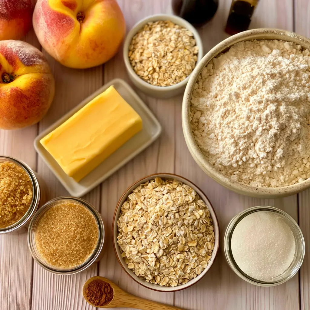 peach crumb bars - main ingredients