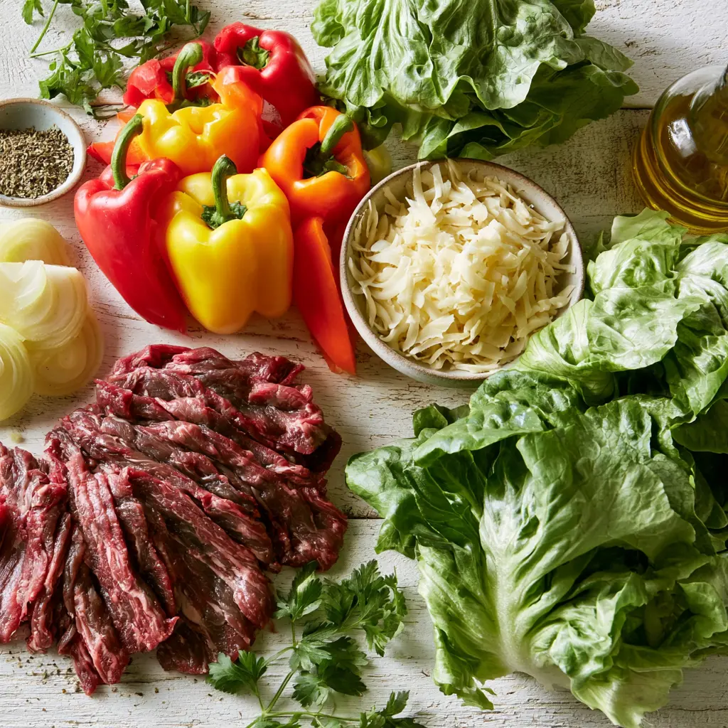philly cheesesteak wraps - main ingredients