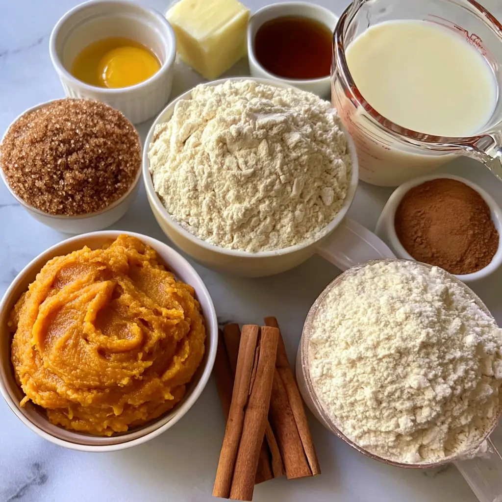 pumpkin cinnamon rolls - main ingredients