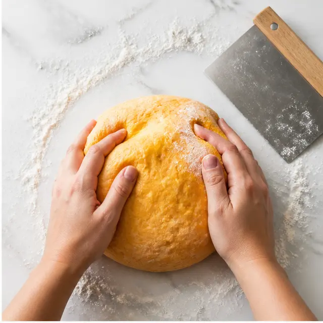 Step 2: Knead the pumpkin dough until elastic