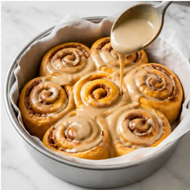 Step 4: Bake the rolls and drizzle with maple glaze