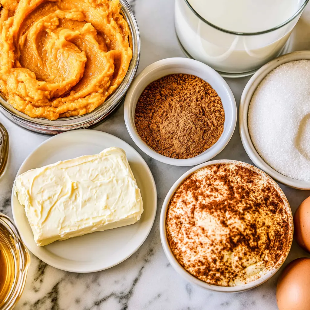 pumpkin cream cheese muffins - main ingredients
