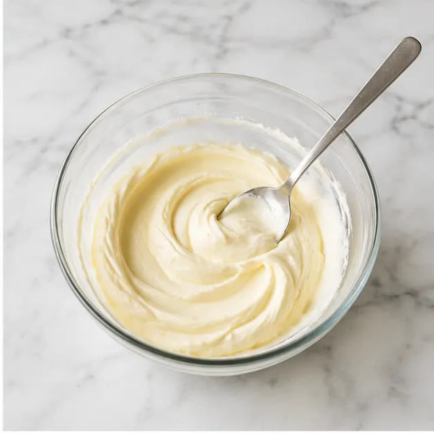Step 2: Beat the softened cream cheese with sugar and egg yolk until the swirl mixture is silky and lump-free.
