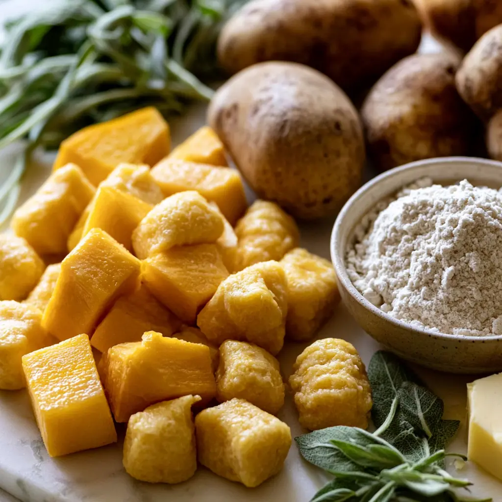 pumpkin gnocchi - main ingredients