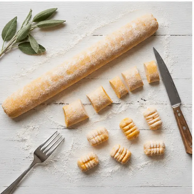 Step 3: Roll and shape the gnocchi dough into ridged pillows