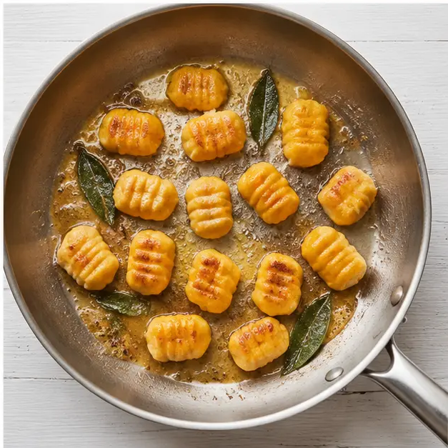 Step 4: Pan-fry the gnocchi in sage brown butter until golden