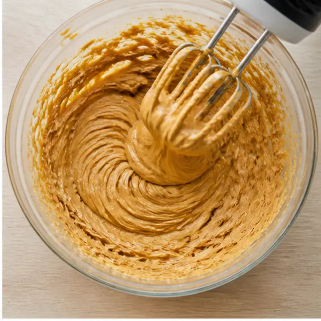 Cream butter and sugars together