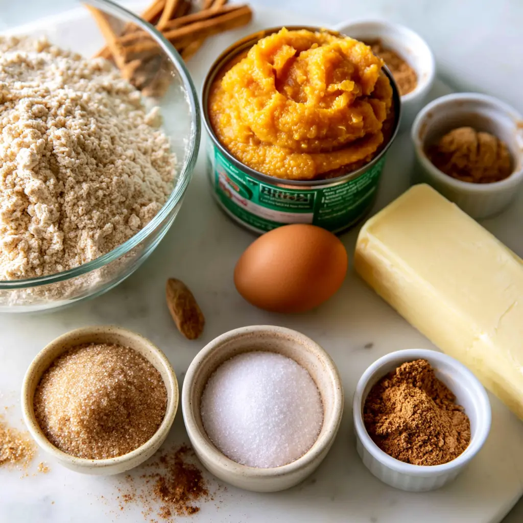 pumpkin snickerdoodle cookies - main ingredients