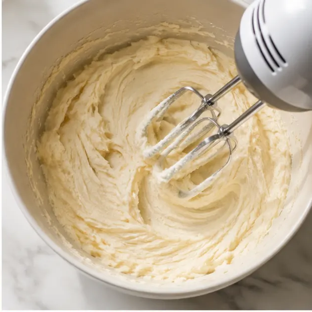 Step 2: Creaming butter and sugars until light and fluffy