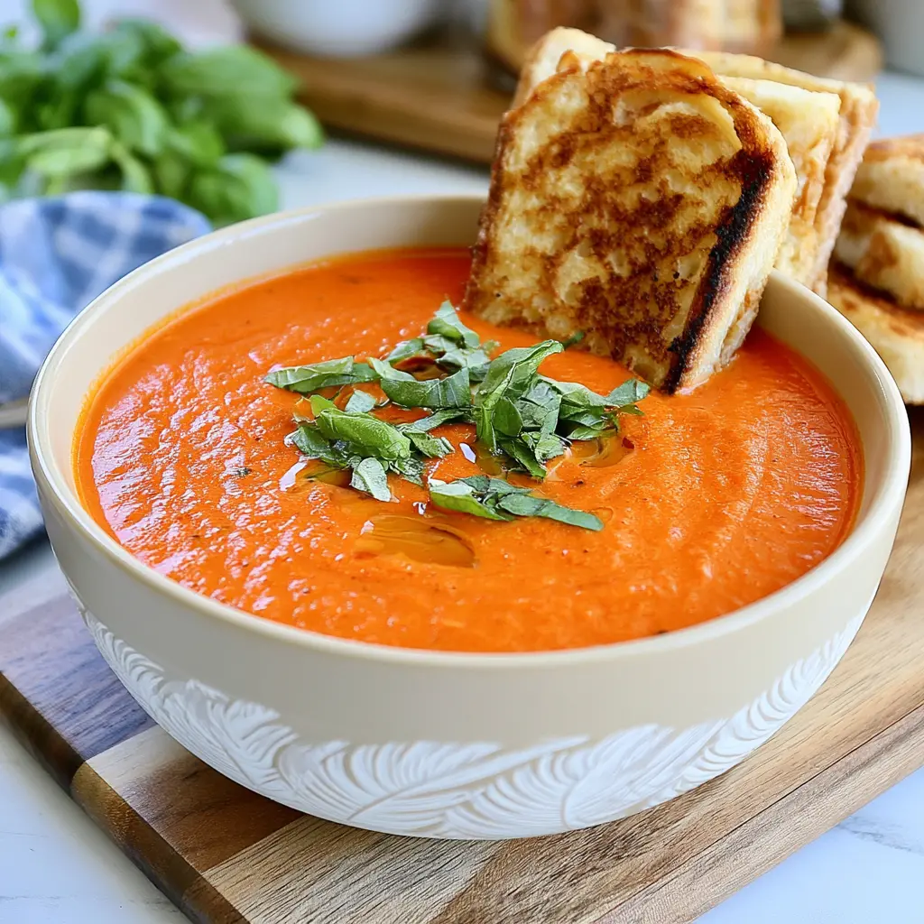 roasted tomato basil soup - final presentation