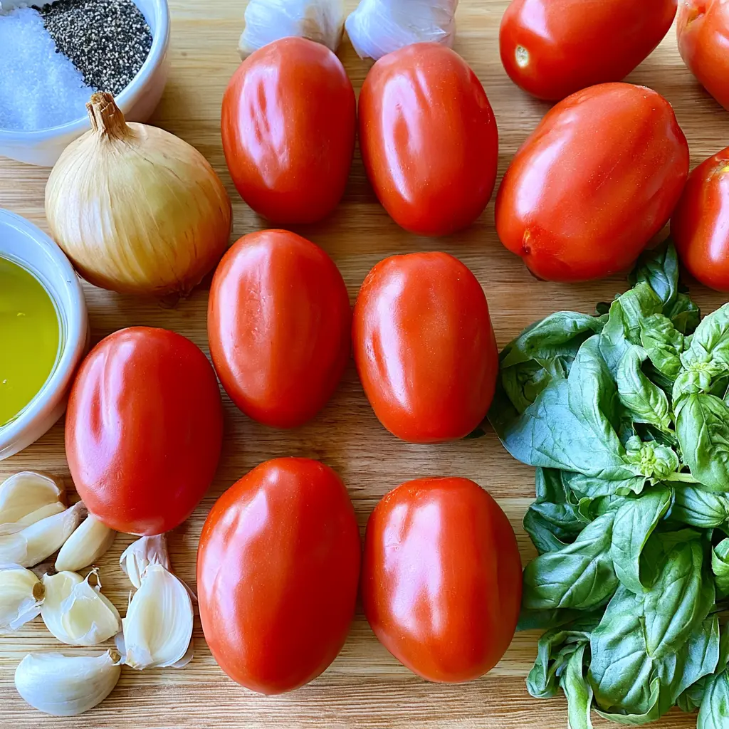 roasted tomato basil soup - main ingredients