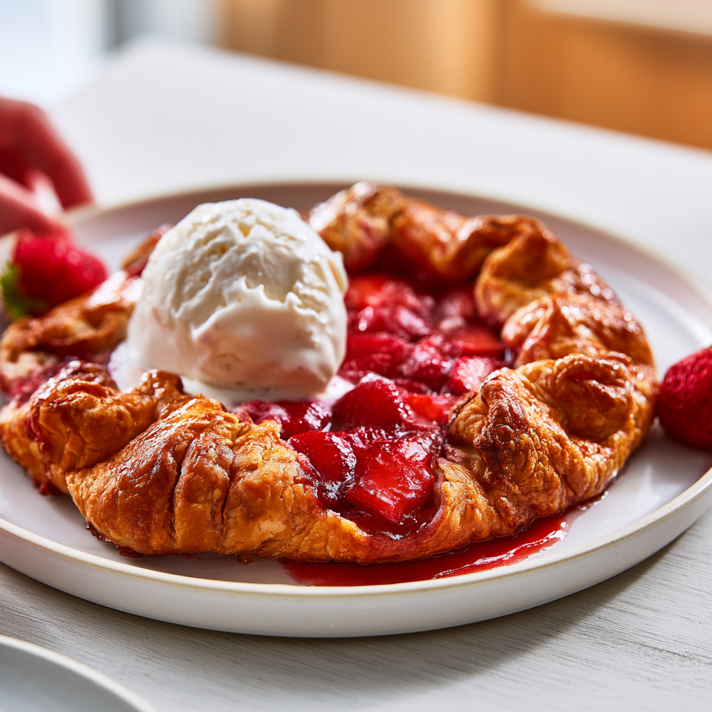 rustic strawberry galette - final presentation