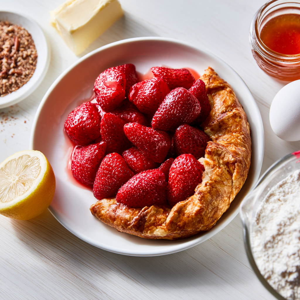 rustic strawberry galette - main ingredients