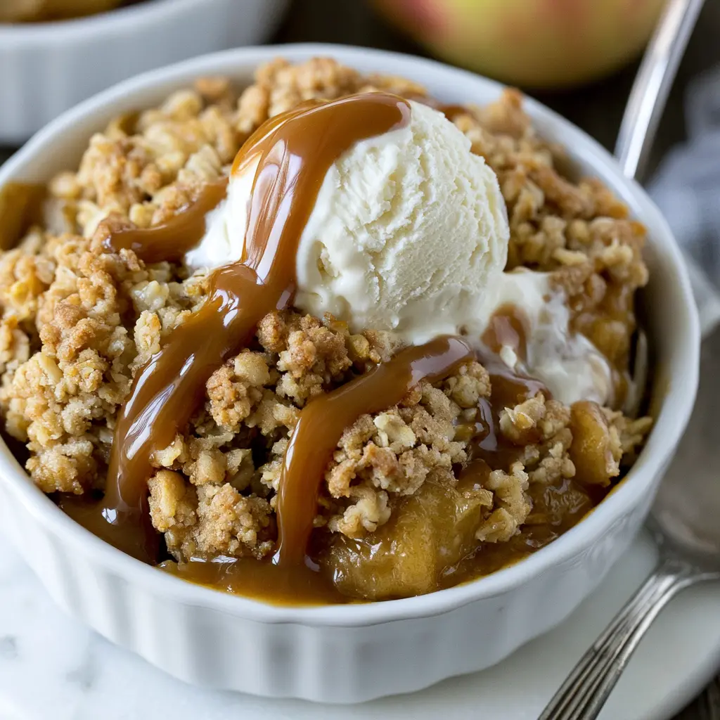 salted caramel apple crisp - final presentation