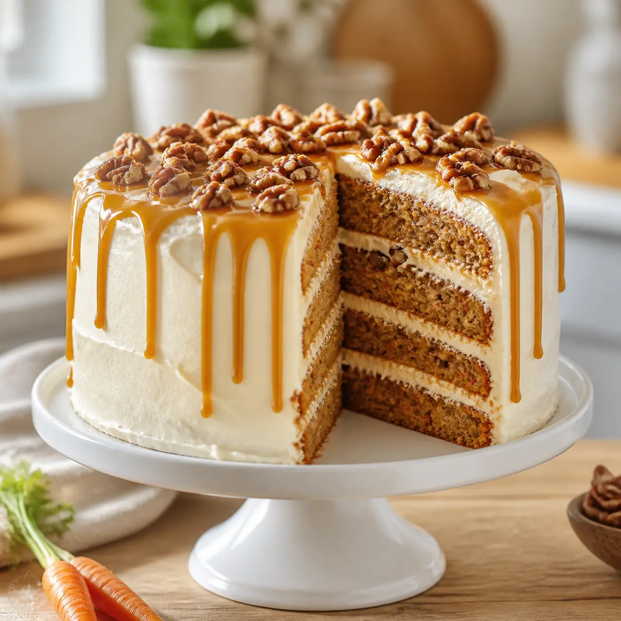 salted caramel carrot cake - final presentation