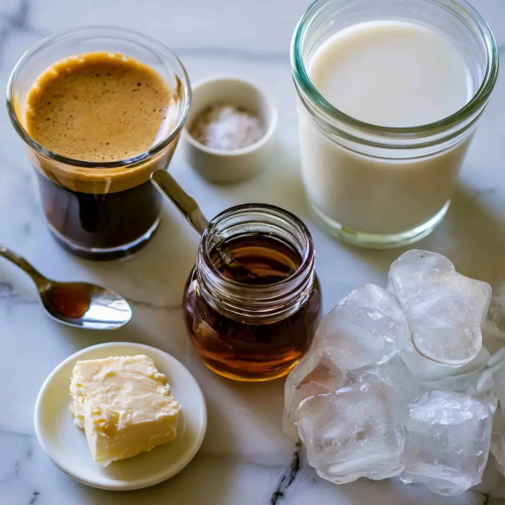 salty canadian iced latte - main ingredients