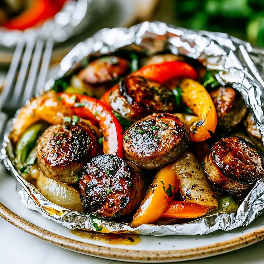 sausage and peppers foil packets - final presentation