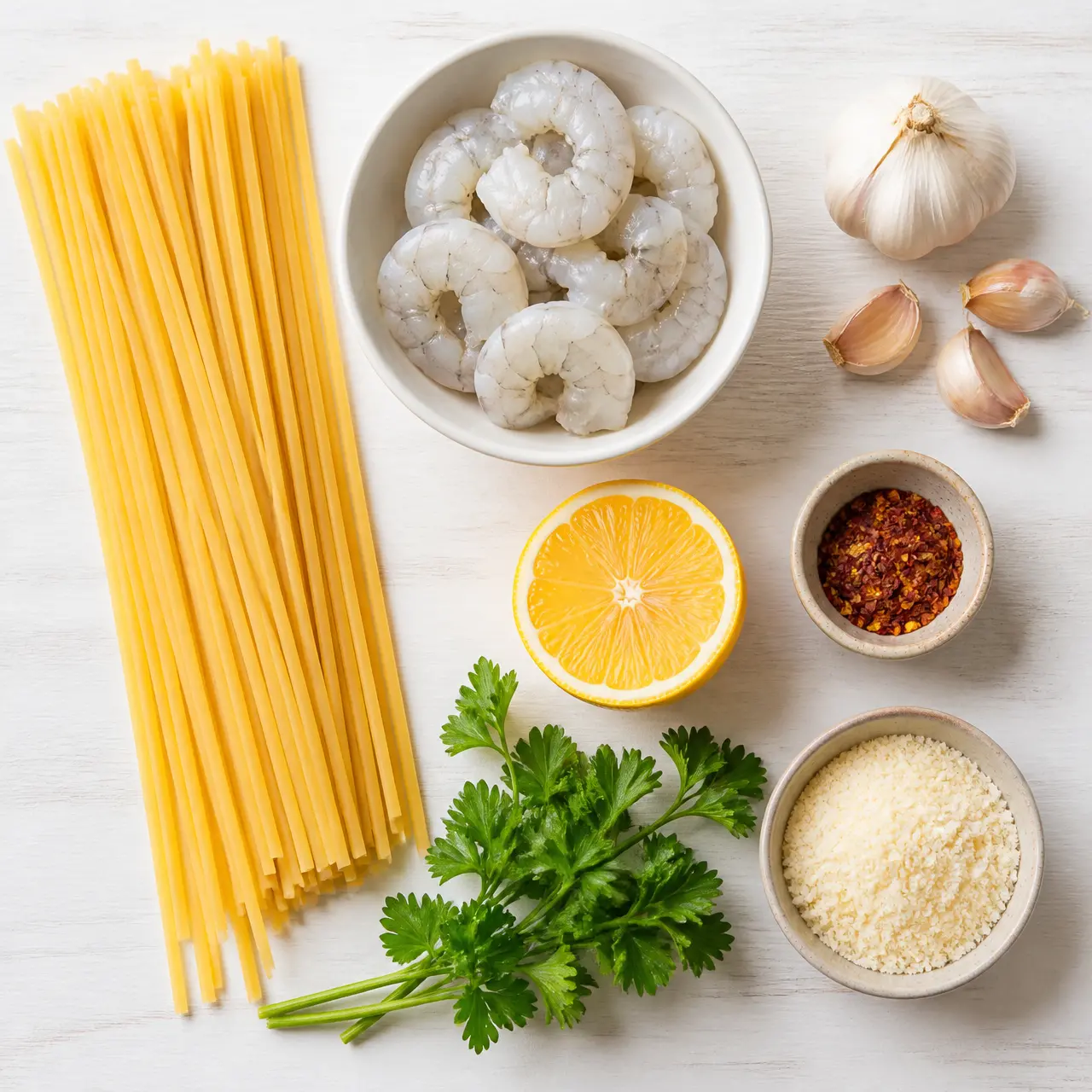 shrimp scampi - main ingredients
