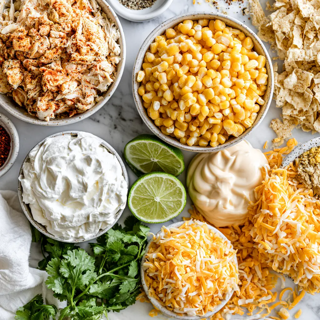 street corn chicken casserole - main ingredients