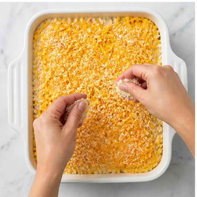 Step 3: Sprinkling the cheese blend over the top