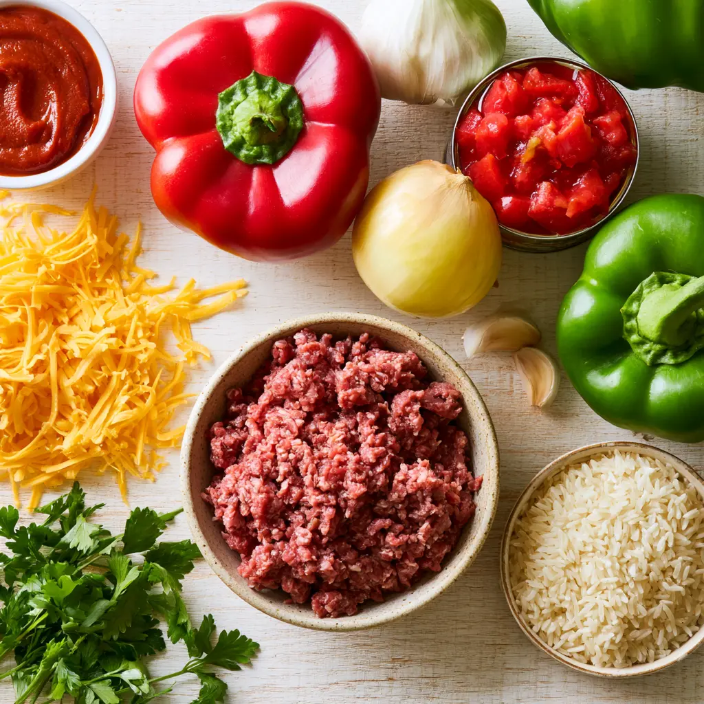 stuffed pepper casserole - main ingredients