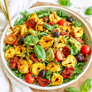 summer tortellini salad with arugula 58361083