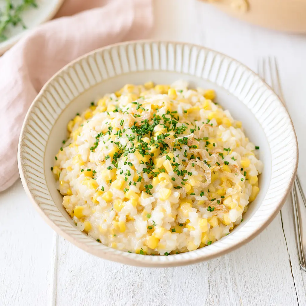 sweet corn risotto - final presentation