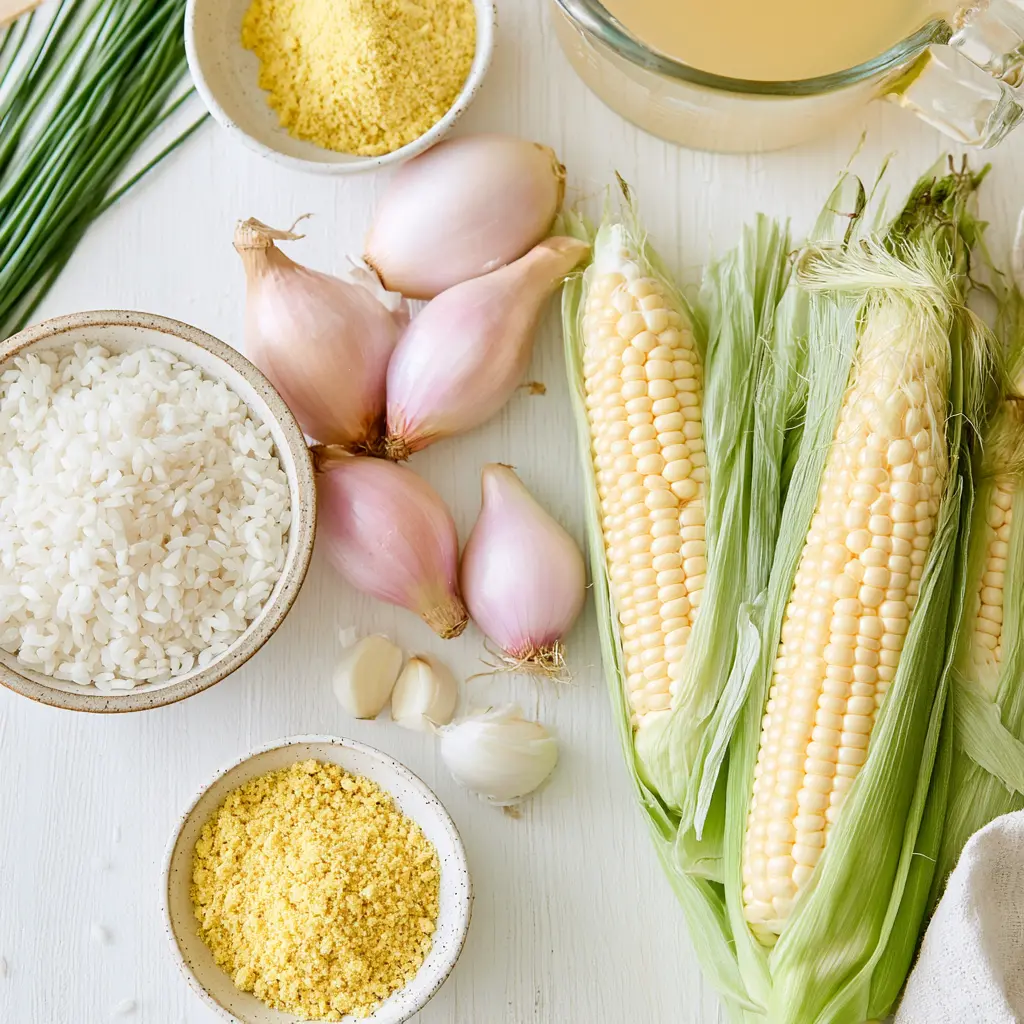sweet corn risotto - main ingredients