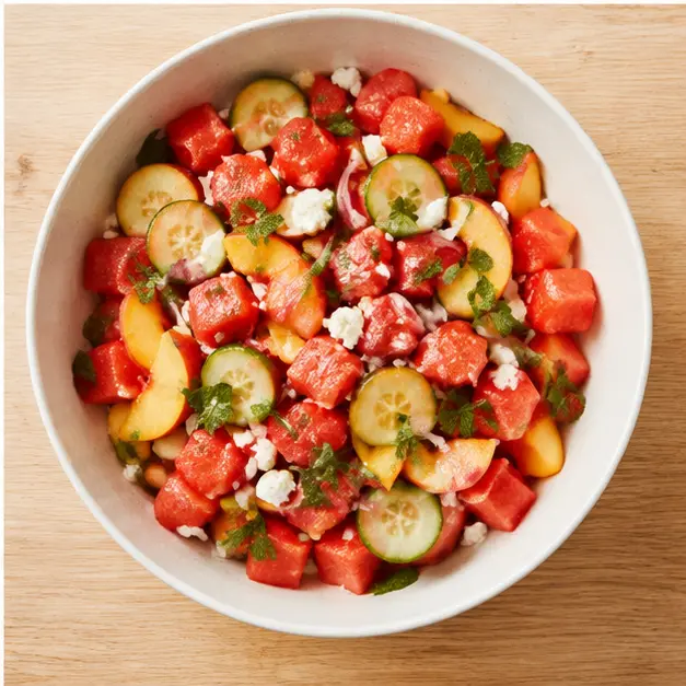 Step 4: Chilling the finished salad and garnishing with extra mint before serving