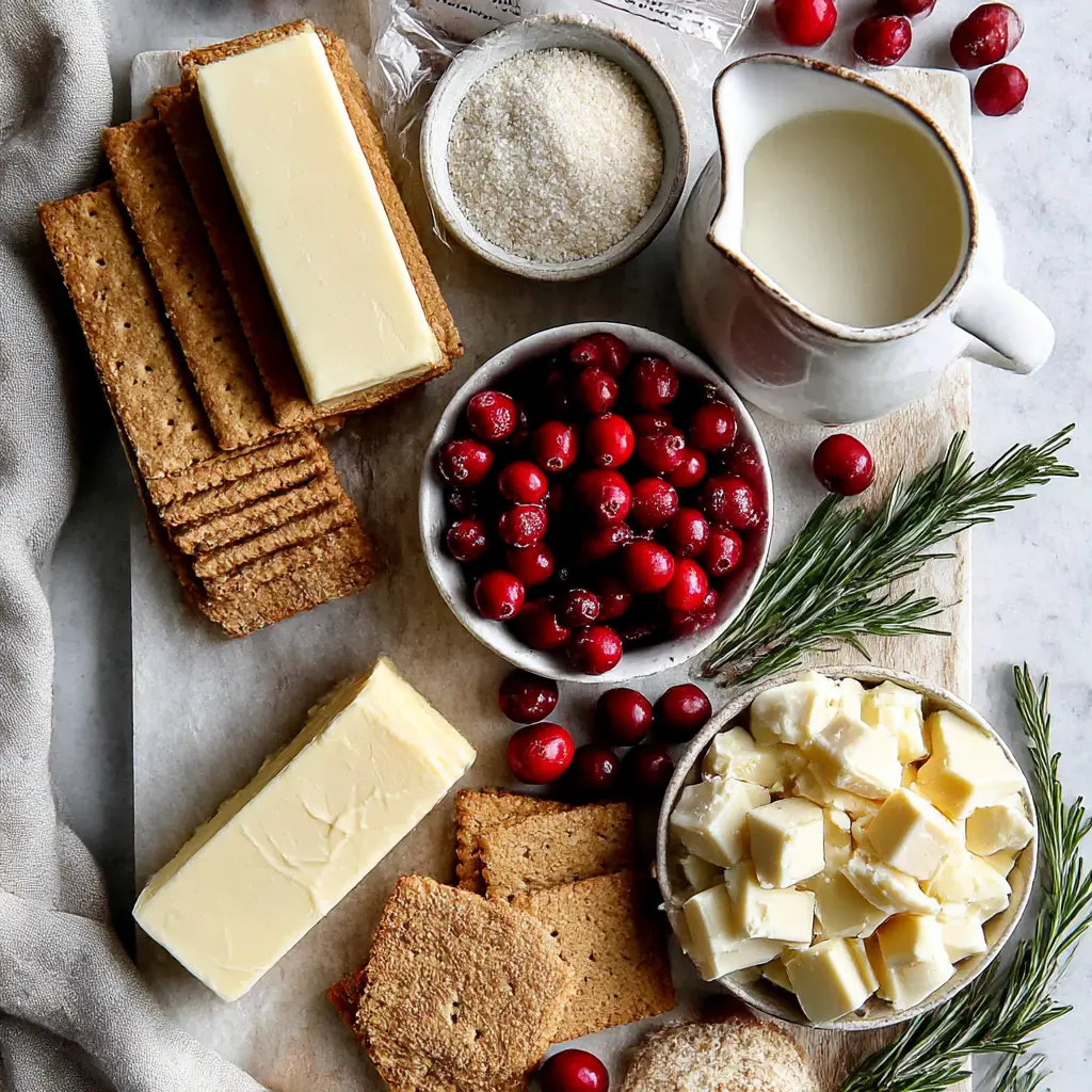 white chocolate cranberry tart - main ingredients