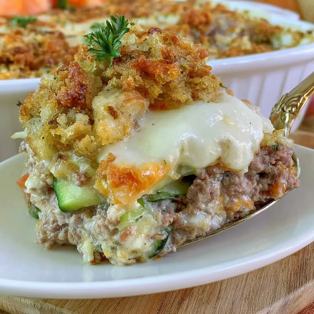 zucchini hamburger casserole - final presentation