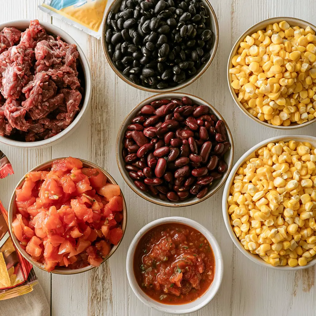 easy taco soup - main ingredients